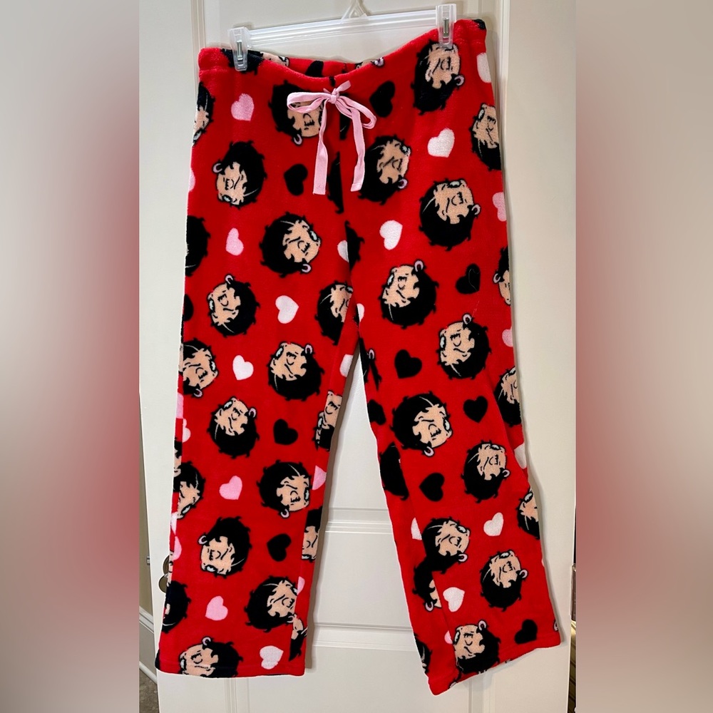 Betty Boop Fuzzy Pajama Bottoms Red & Black Size XL